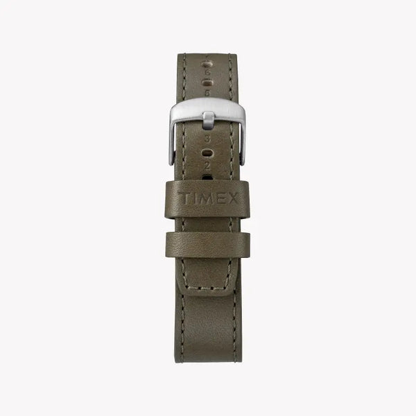 Timex Men's Green Leather Watch, Off White Dial | Tw2r71100