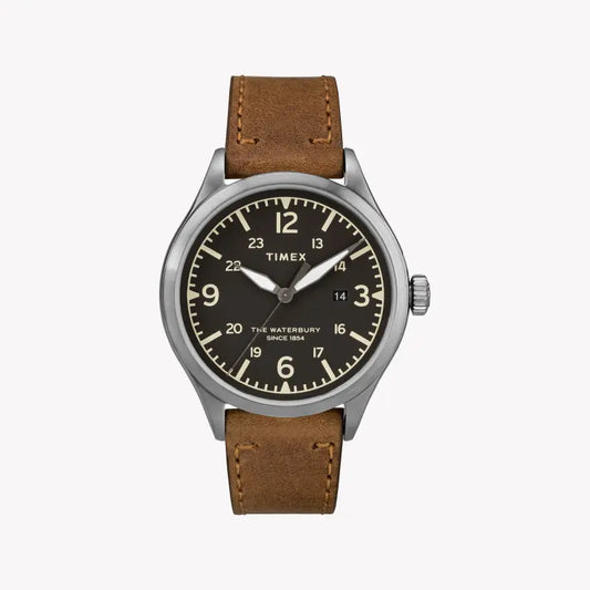 Timex Unisex Leather Watch, Black Dial | Tw2r71200