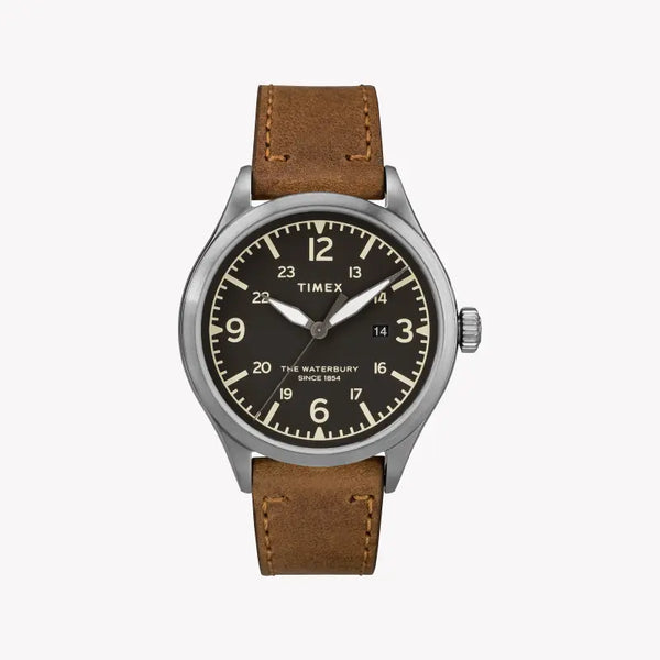 Timex Unisex Leather Watch, Black Dial | Tw2r71200