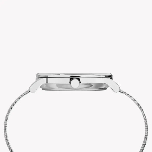 ساعة TIMEX Heritage Waterbury TW2R71500 - ساعة رجالية من الستانلس ستيل باللون الفضي مع مينا أسود وإضاءة ليلية من INDIGLO