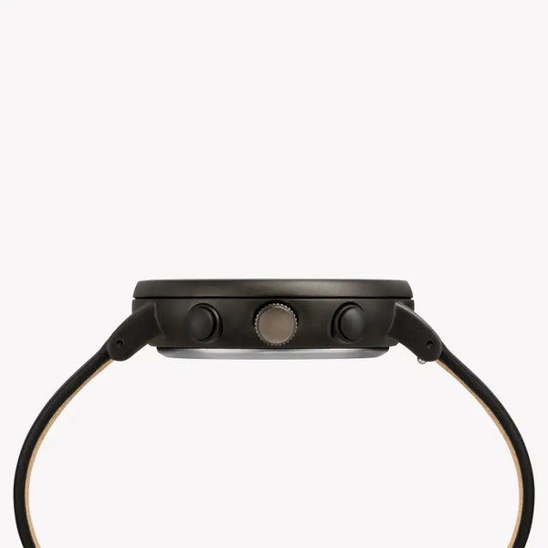 Timex Men's Black Leather Watch, Black Dial | Tw2r79800