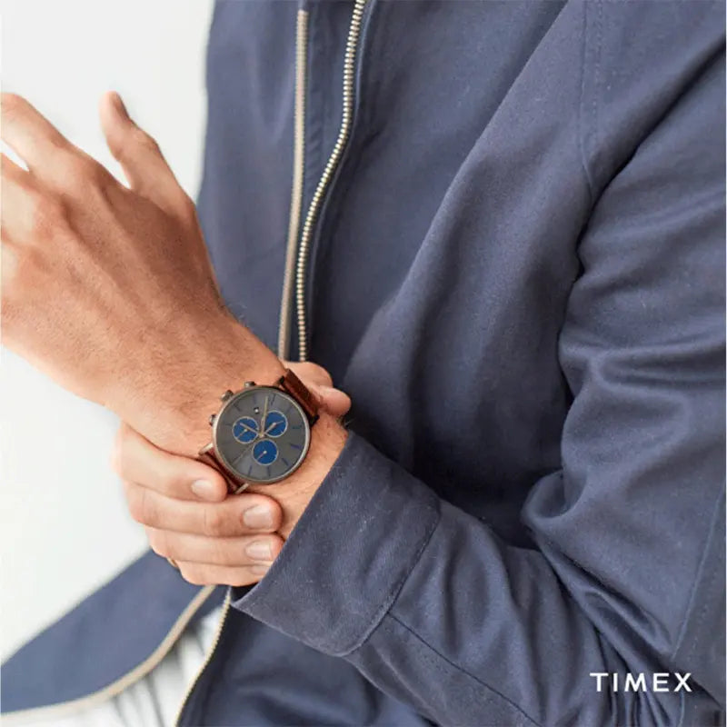 Timex Men's Brass Watch, Brown Leather, Gray Dial | Tw2r80000 by i-watch