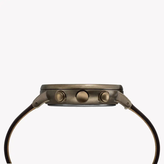 ساعة TIMEX Essential Fairfield TW2R80100 - ساعة رجالية كلاسيكية من الجلد البني وقرص ذهبي