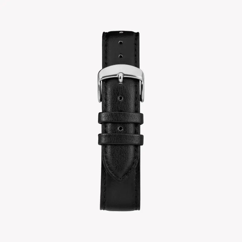 Timex Men's Black Leather Watch, Silver Dial | TW2R85300