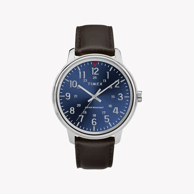 Timex Men's Brown Leather Watch, Blue Dial | Tw2r85400 by i-watch