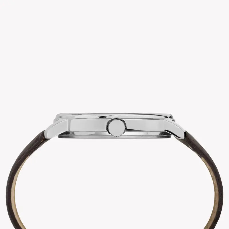 ساعة تايمكس مين ستريت TW2R85400 - ساعة رجالية أنيقة بمينا أزرق وحزام جلد بني