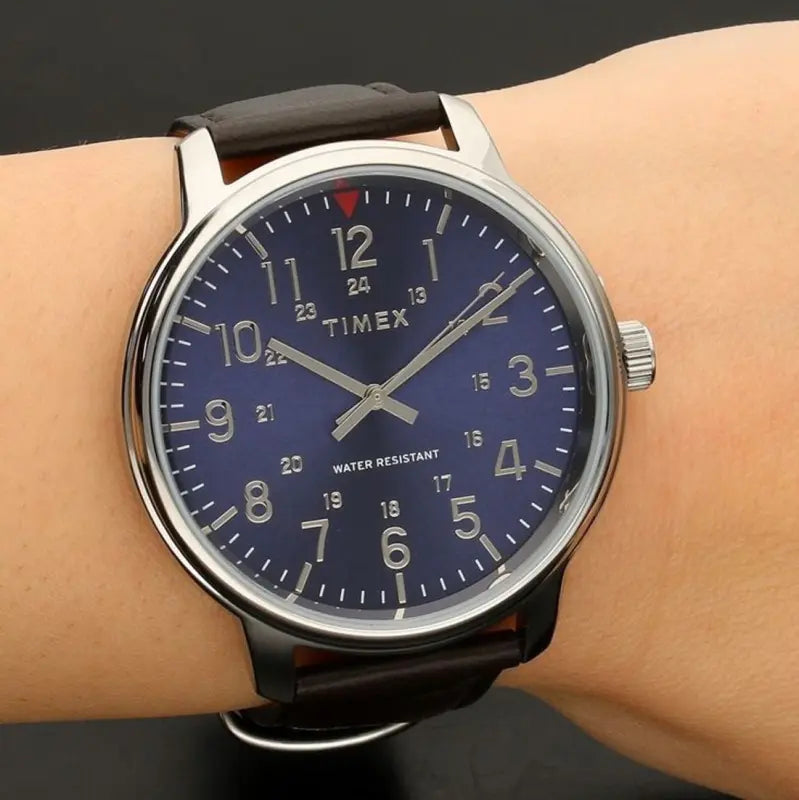 Timex Men's Brown Leather Watch, Blue Dial | Tw2r85400 by i-watch