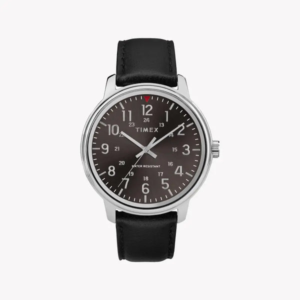 Timex Men's Black Leather Watch, Brass Case | Tw2r85500 by i-watch