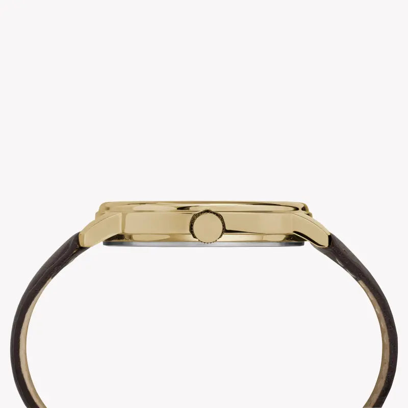 ساعة TIMEX MAIN STREET TW2R85600 - ساعة كلاسيكية أنيقة للرجال بسوار من الجلد البني ومينا فضية