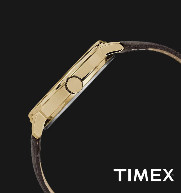 ساعة TIMEX MAIN STREET TW2R85600 - ساعة كلاسيكية أنيقة للرجال بسوار من الجلد البني ومينا فضية