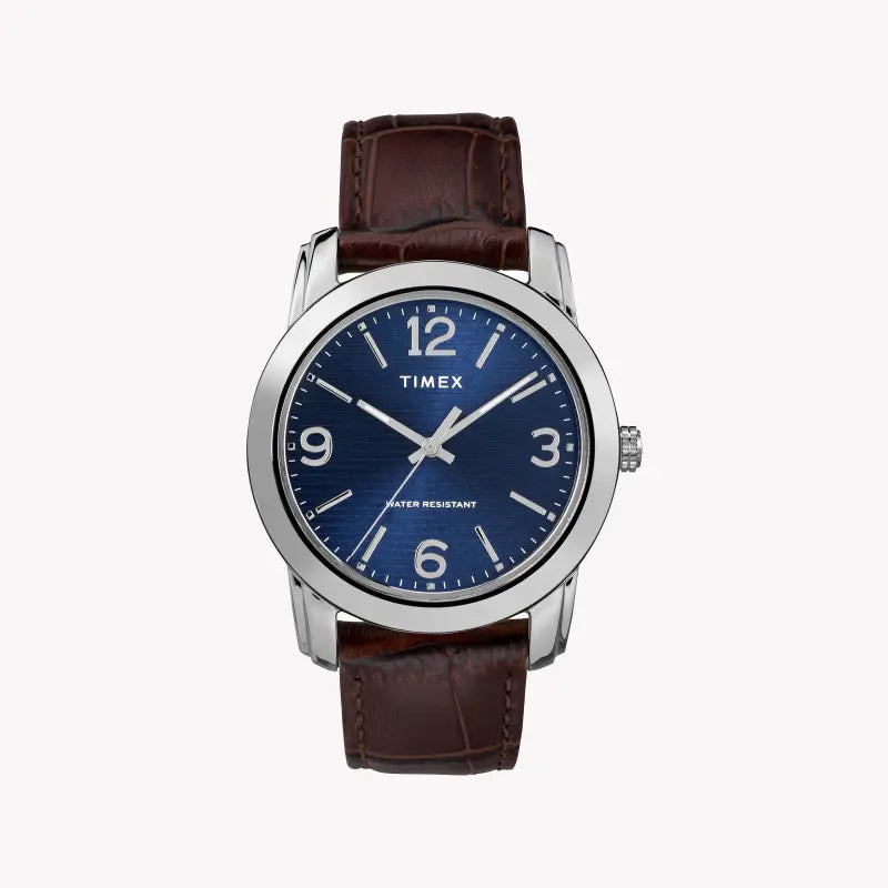 Timex Men's Blue Dial Watch, Brown Leather Strap | Tw2r86800 by i-watch