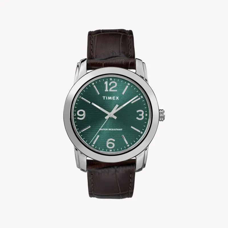 Timex Men's Brown Leather Watch, Green Dial | Tw2r86900 by i-watch