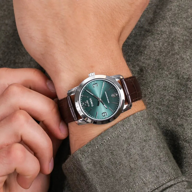 Timex Men's Brown Leather Watch, Green Dial | Tw2r86900 by i-watch