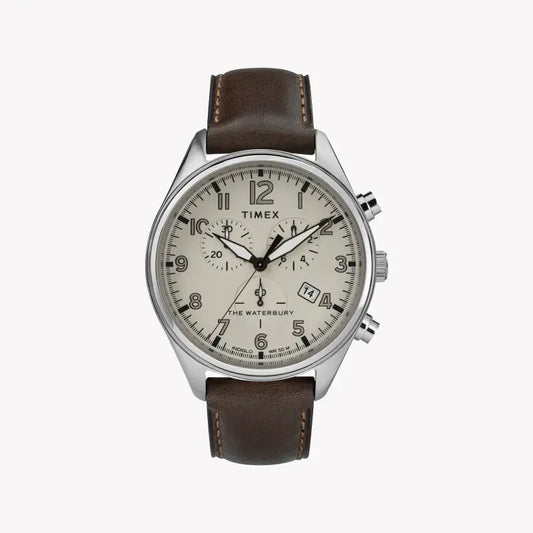 Timex Men's Brown Leather Watch, Tan Dial | Tw2r88200