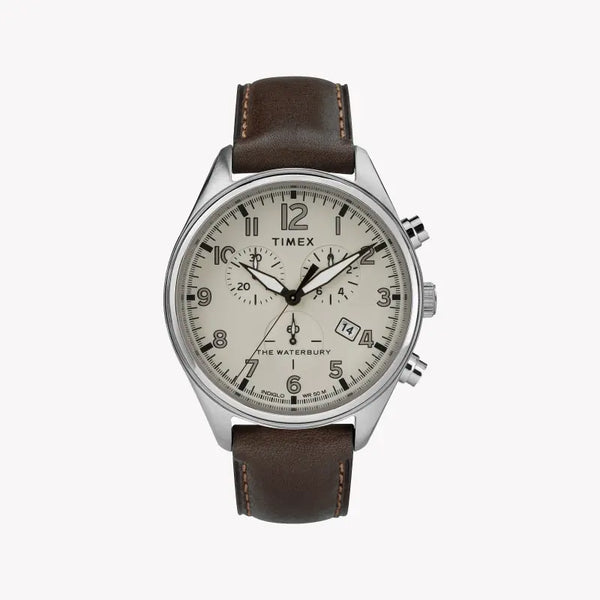 Timex Men's Brown Leather Watch, Tan Dial | Tw2r88200