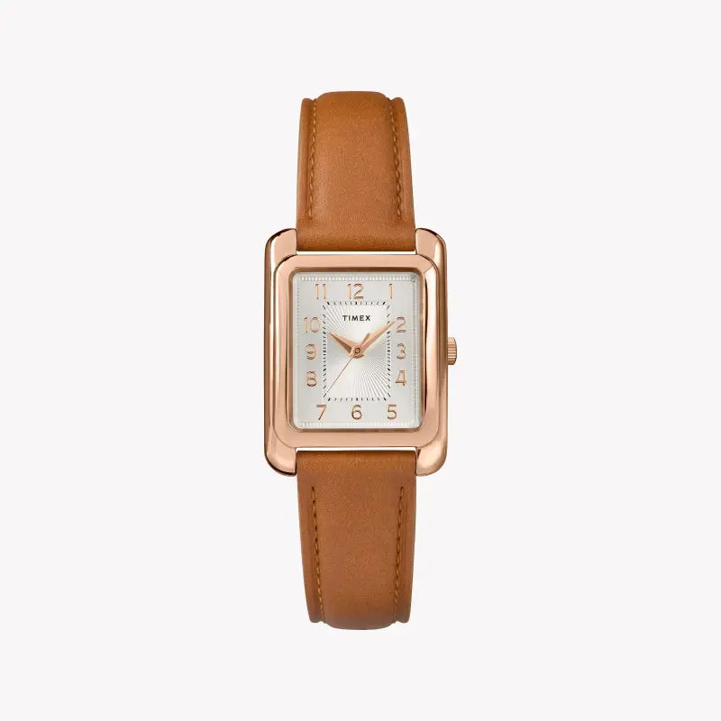 Timex Women's Tan Leather Watch, Silver Dial | Tw2r89500