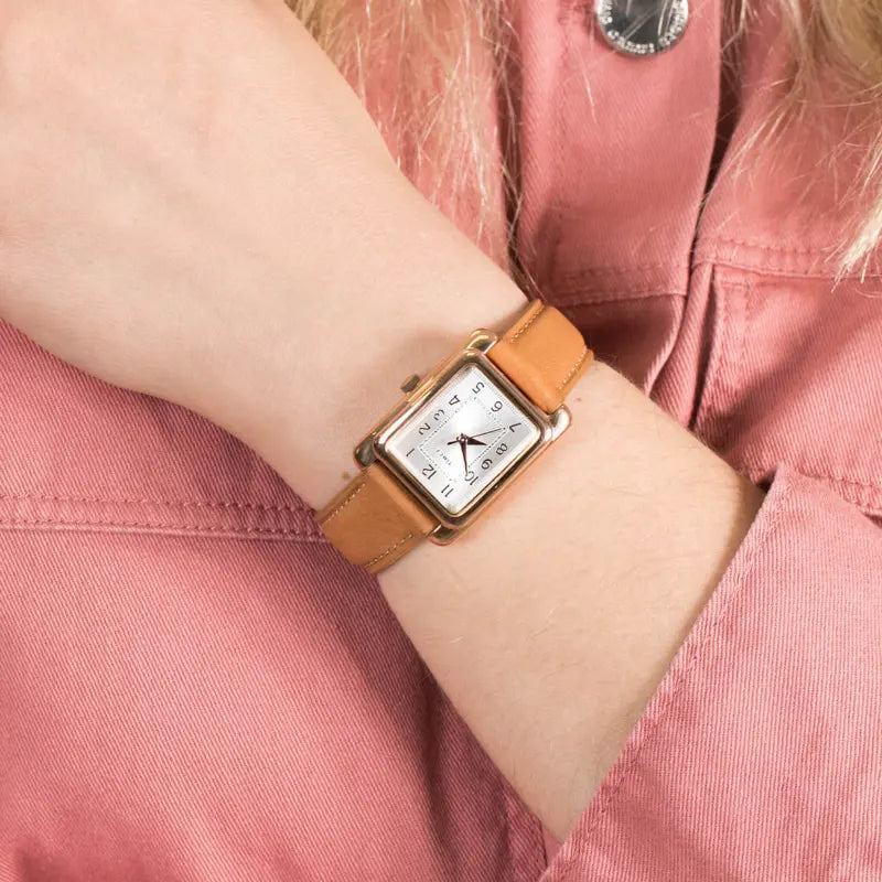 Timex Women's Tan Leather Watch, Silver Dial | Tw2r89500