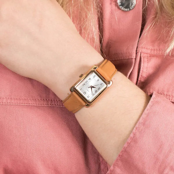Timex Women's Tan Leather Watch, Silver Dial | Tw2r89500