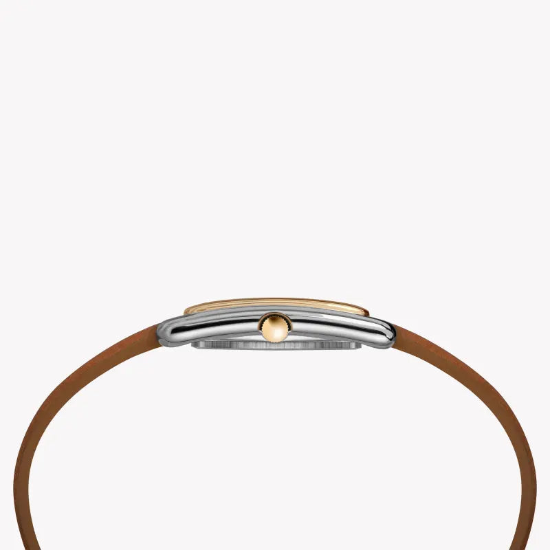 Timex Women's Brown Leather Watch, Silver Dial | Tw2r89600