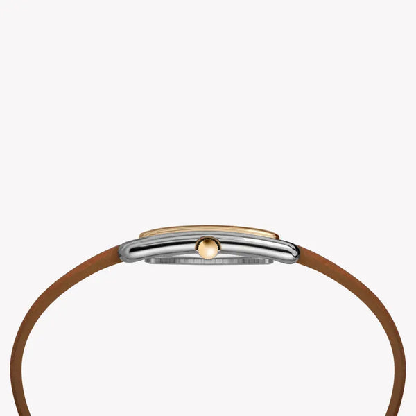 Timex Women's Brown Leather Watch, Silver Dial | Tw2r89600