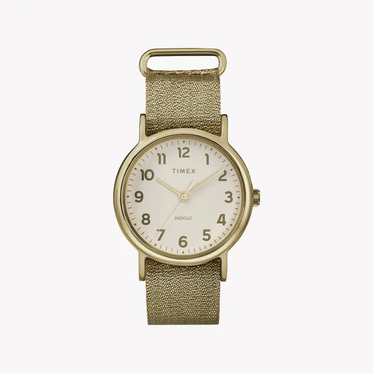 Timex Women's Gold Fabric Watch, Off White Dial | TW2R92300