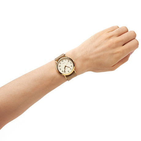 Timex Women's Gold Fabric Watch, Off White Dial | TW2R92300