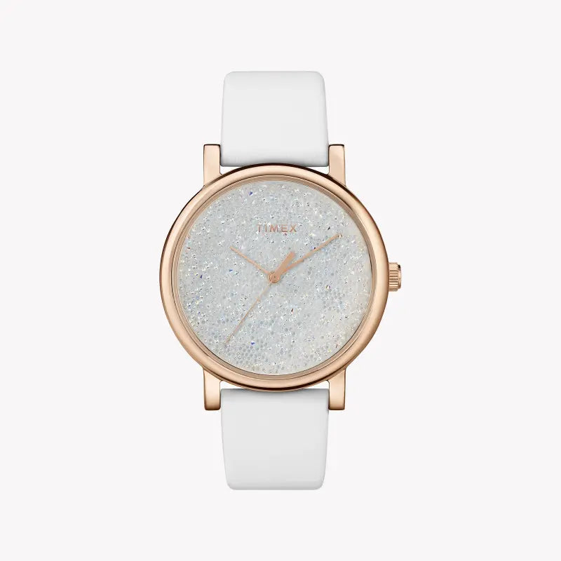 Timex Women's White Leather Watch, Rose Gold Case | Tw2r95000 by i-watch