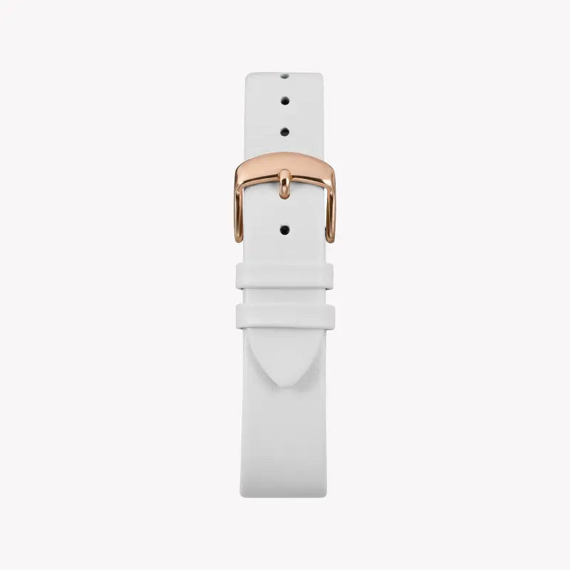 ساعة TIMEX النسائية مع هيكل من النحاس الذهبي الوردي وسوار من الجلد الأبيض