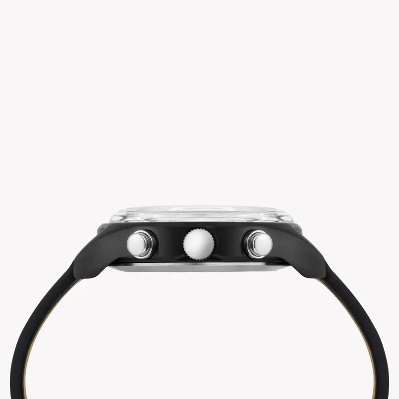 Timex Men's Black Leather Watch, Black Dial | Tw2t29500