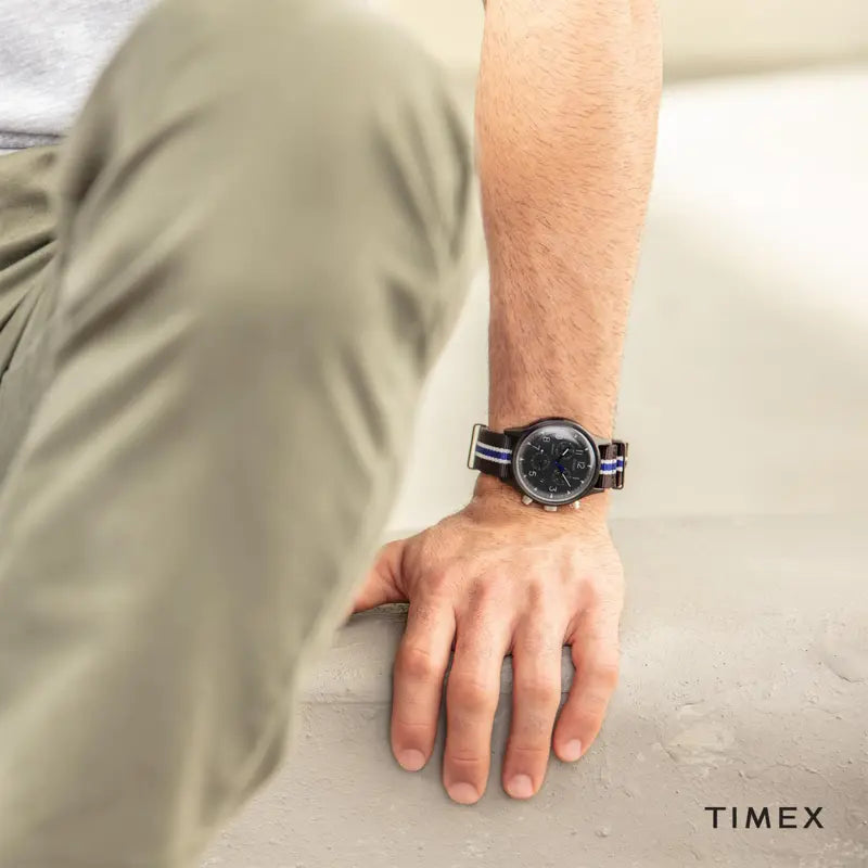 Timex Men's Black Fabric Watch, Stainless Steel Case | Tw2t29700