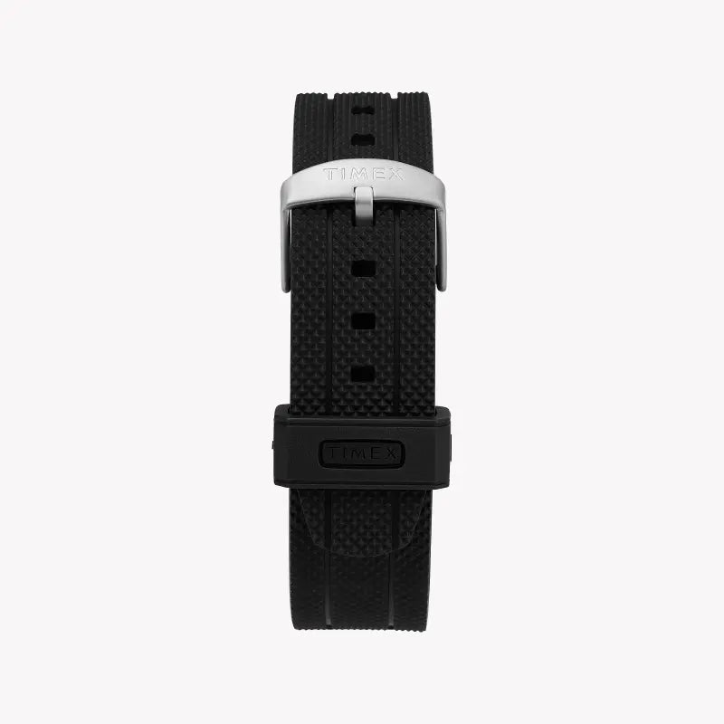 TIMEX Military Allied TW2T30000 - MONTRE ÉLÉGANTE EN SILICONE NOIR ET LAITON POUR HOMMES avec veilleuse INDIGLO
