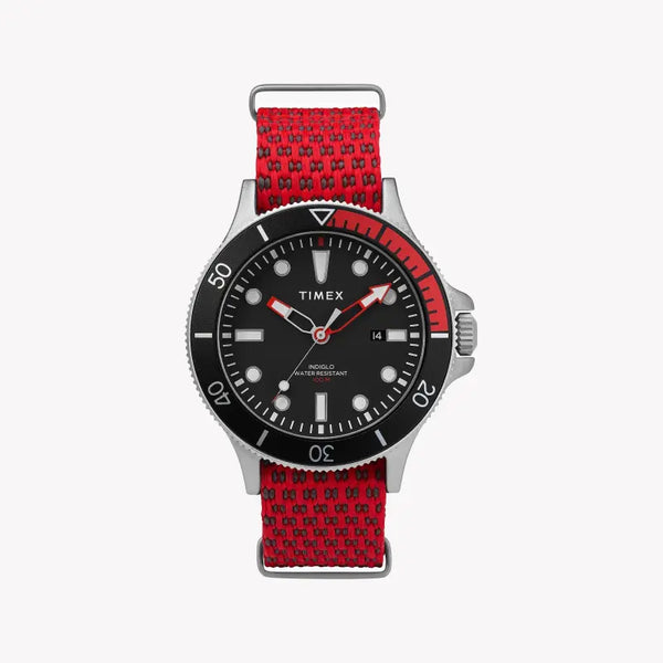 Timex Men's Brass Watch, Black Dial, Red Fabric Strap | Tw2t30300 by i-watch