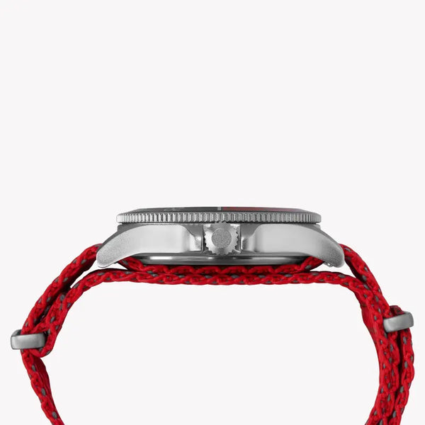 Timex Men's Brass Watch, Black Dial, Red Fabric Strap | Tw2t30300 by i-watch