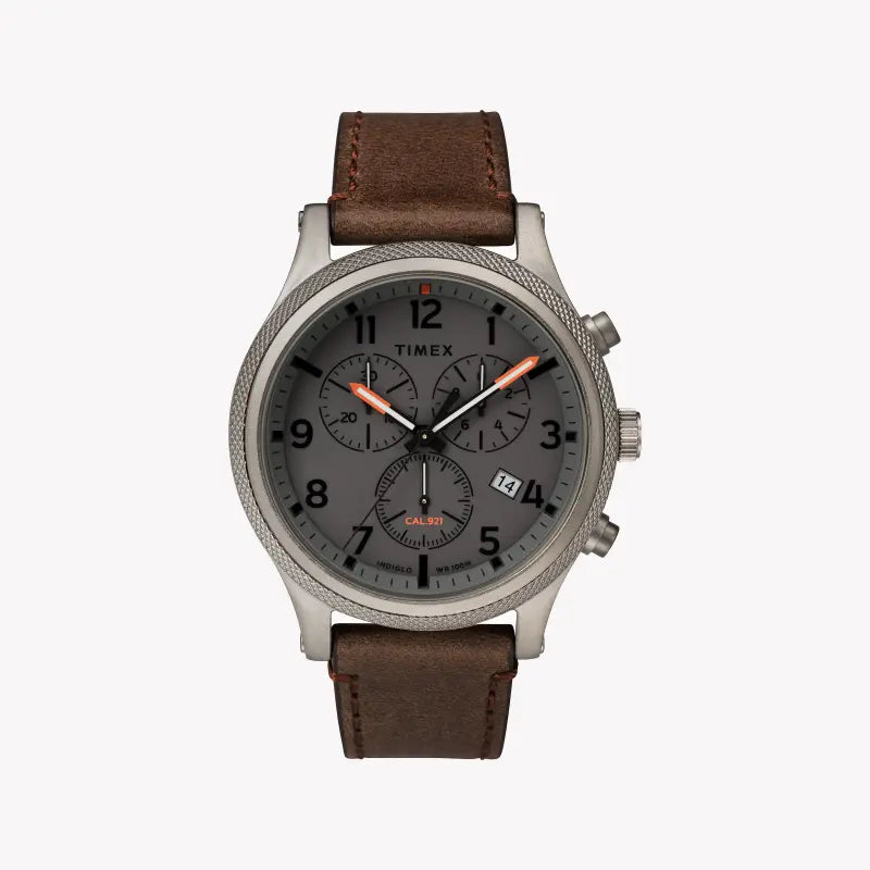 Timex Men's Gray Dial Watch, Brown Leather Strap | Tw2t32800 by i-watch