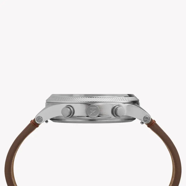 Timex Men's Brass Brown Leather Watch, Black Dial | Tw2t32900