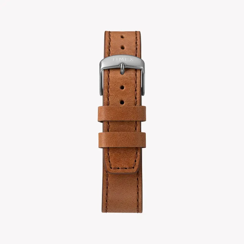 Timex Men's Brass Brown Leather Watch, Black Dial | Tw2t32900