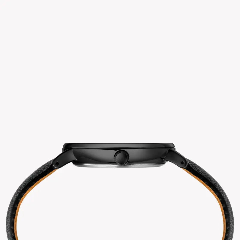 Timex Men's Black Leather Watch, Black Dial | TW2T34900