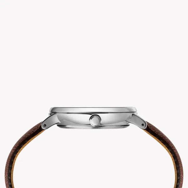 Timex Men's Brown Leather Watch, Blue Dial | Tw2t35100