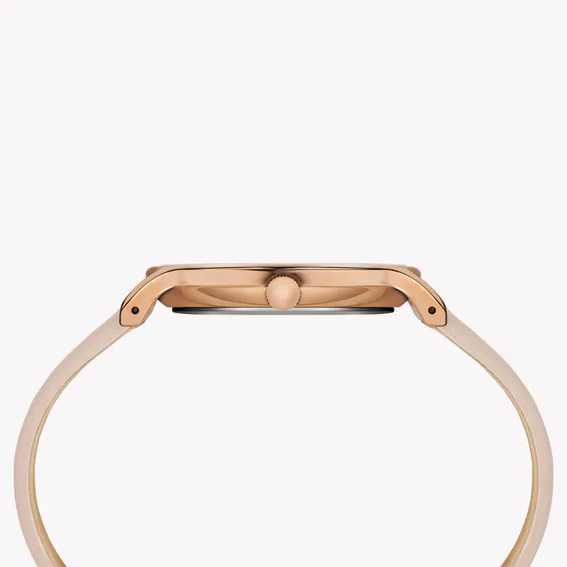 ساعة TIMEX النسائية مع هيكل من النحاس الذهبي الوردي وسوار من الجلد الوردي