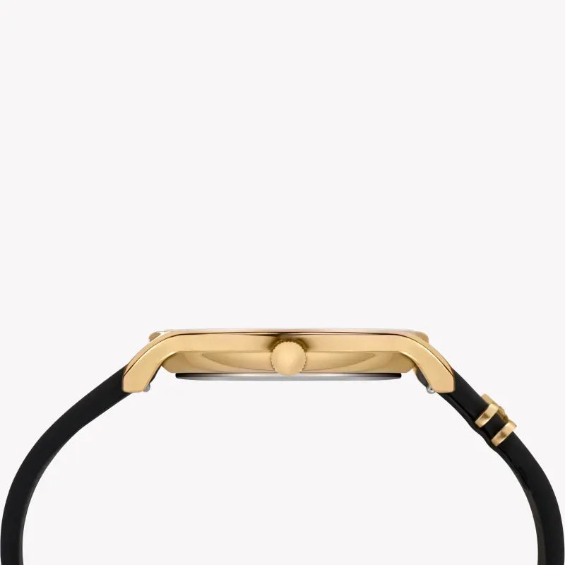 Timex Women's Black Leather Watch, Black Dial | Tw2t45300