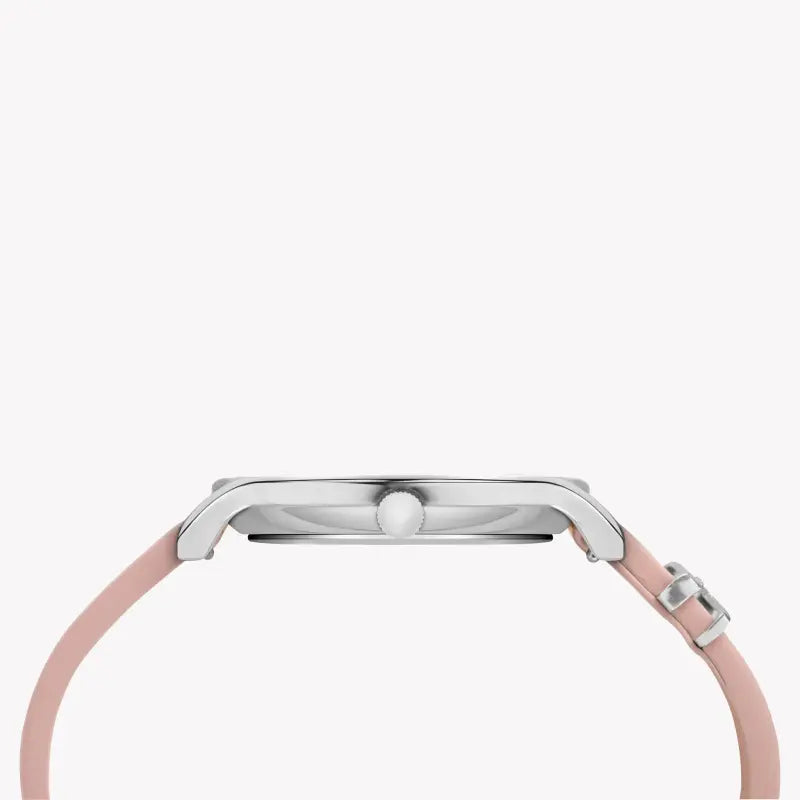 Timex Women's Pink Leather Watch, White Dial | TW2T47900