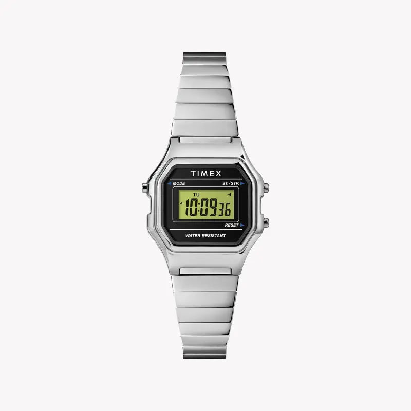 TIMEX Damenuhr mit silbernem Harzgehäuse und silbernem Edelstahlarmband