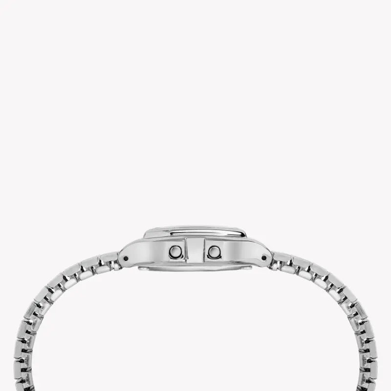 TIMEX Damenuhr mit silbernem Harzgehäuse und silbernem Edelstahlarmband