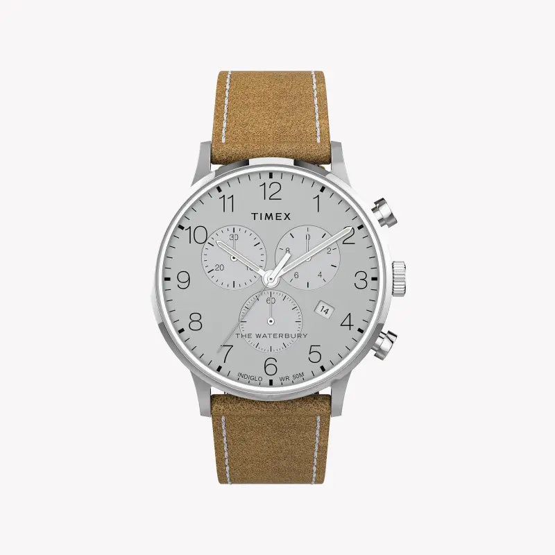 Timex Men's Stainless Steel Tan Band, Silver Dial | Tw2t71200 by i-watch