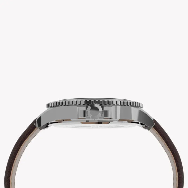 Timex Men's Brown Leather Watch, Blue Dial | Tw2u13000