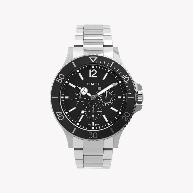 Timex Men's Silver Stainless Steel, Black Dial | Tw2u13100 by i-watch