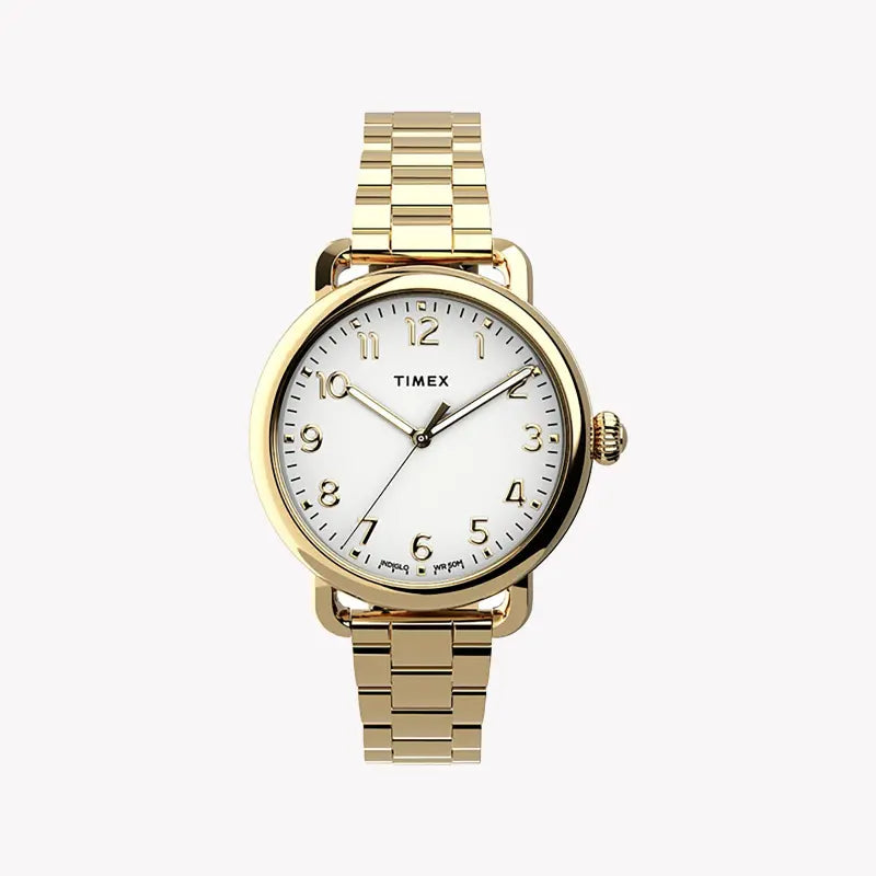Timex Women's Gold Stainless Steel Watch, Silver Dial | Tw2u13900
