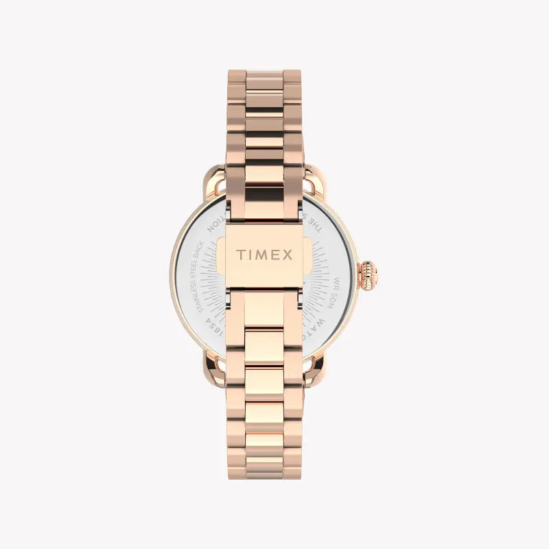 TIMEX Damenuhr mit roségoldenem Messinggehäuse und roségoldenem Edelstahlarmband