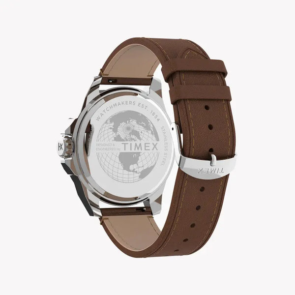 Timex City Collection Tw2u15000 - Elegant Esssex Avenue Men's Watch With Brown Leather Band & Blue Dial by i-watch