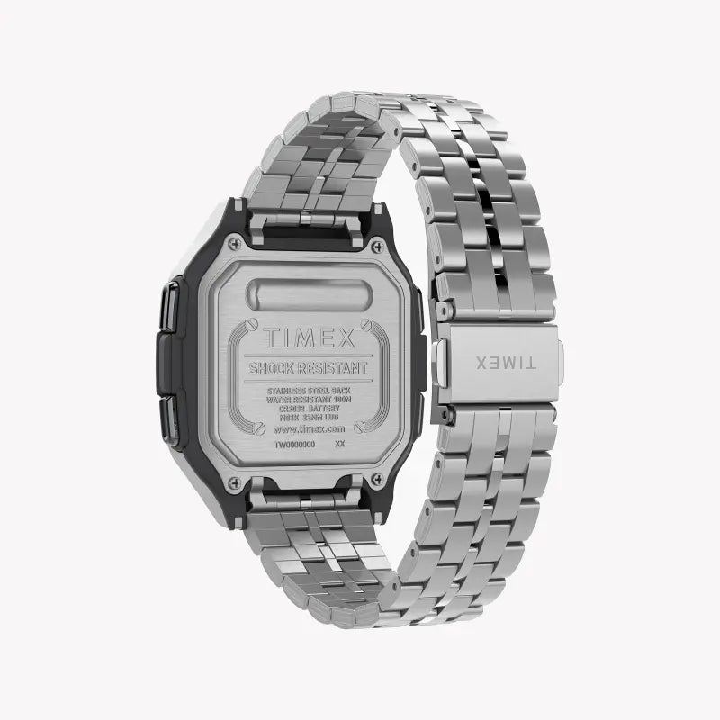 Montre pour homme TIMEX Digital Command Urban - Acier inoxydable et résine argentés, étanche à 100 m